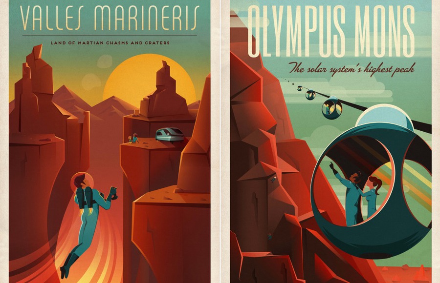Vintage-Style Mars Travel Posters