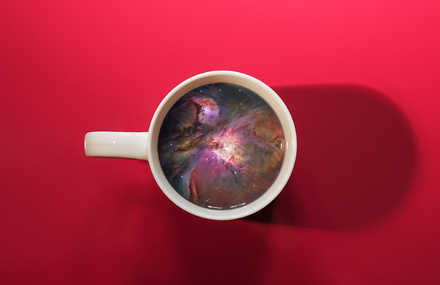 Waves and Galaxies Illustrations in Coffee Cups