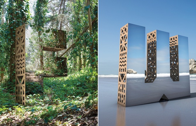 Mirrored and Wooden Letters Sculptures
