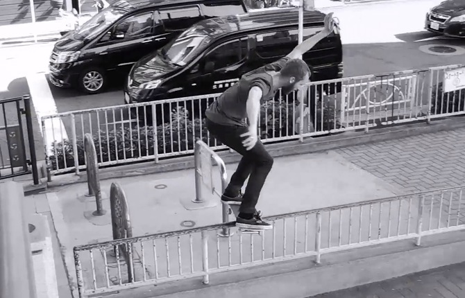 A Technological Skateboard Session in Black and White