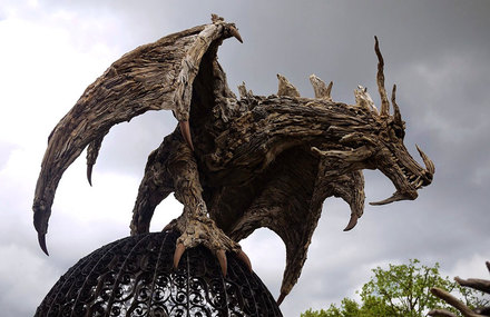 Impressive Dragons Made Out Of Driftwood