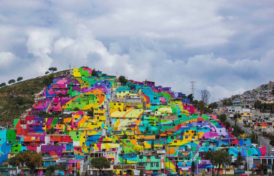 Gigantic Street Art Painting on 200 Houses in Mexico