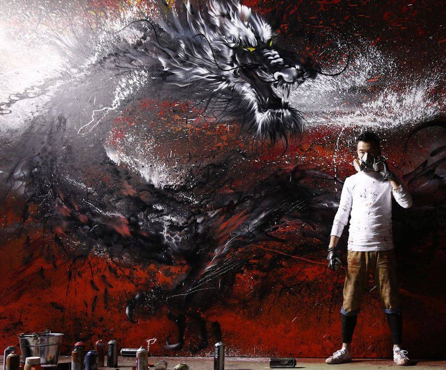 Wall Mural Dragon Graffiti14