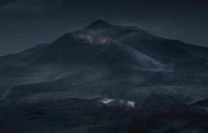 A Lunar Landscape at Night