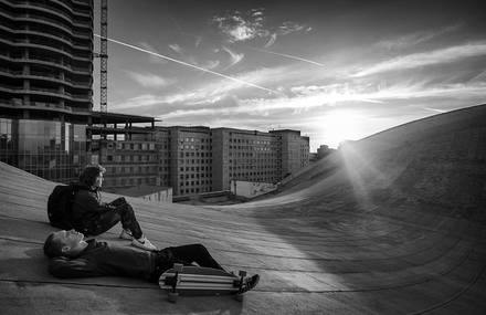 Skateboard Session on The Roof of Moscow Olympic Stadium