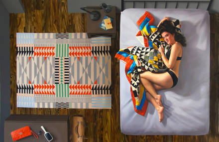 Photorealistic Painted Portraits of Women on Bed