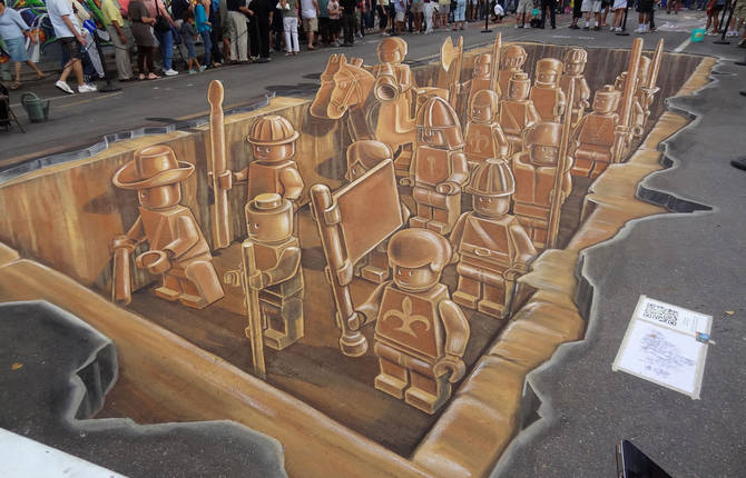 Playful 3D Chalk Street Art