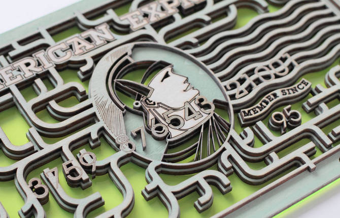 Wooden Laser Cut American Express Cards