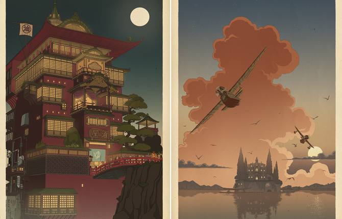 Studio Ghibli Characters in Vast Landscapes