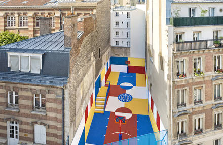 A New Colorful Basketball Court in Paris
