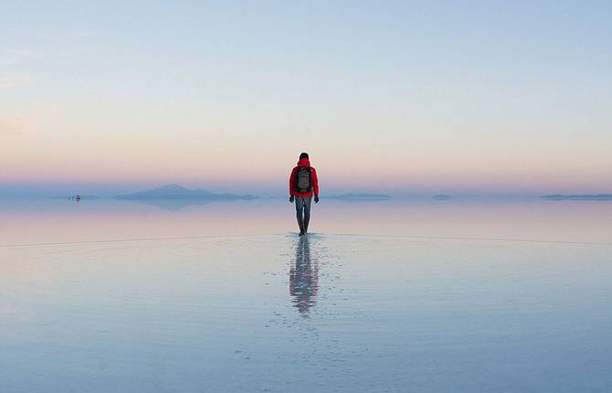 Reflecting Salt Flat In Bolivia