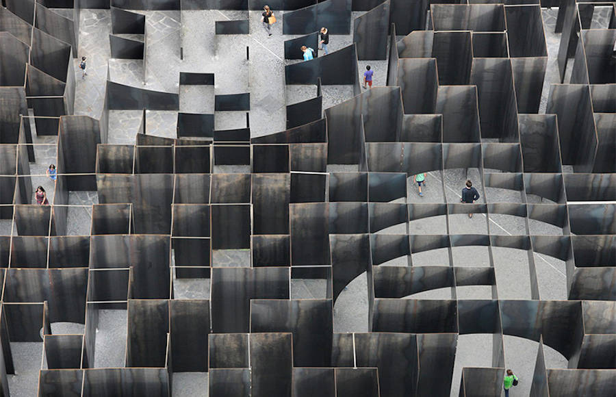 Sculptural Steel Labyrinth at a Former Coal Mine
