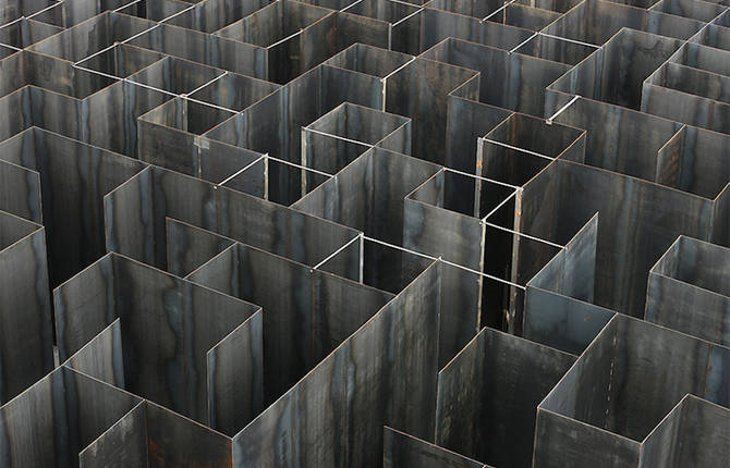 Sculptural Steel Labyrinth at a Former Coal Mine
