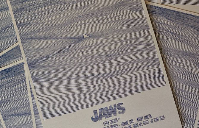 Jaws Movie Drawing Poster