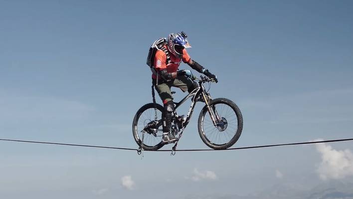 Ride on a Slackline in The French Alps