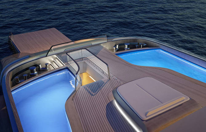 Luxury Yacht With Two Adjustable Pools