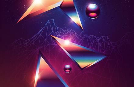 Digital Abstract Artworks Inspired by 80’s Aesthetic