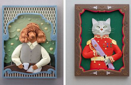 Handcut Crafted Paper Dogs and Cats Portraits