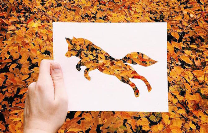 Cutout Paper Animals Silhouettes Colored by Natural Landscapes