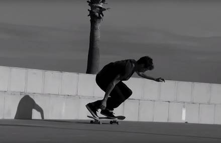 Skateboarding in Black and White