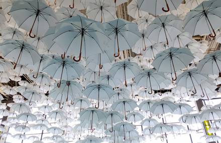 White Umbrellas Installation in Finland