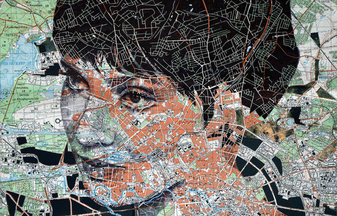 Portraits Drawn on Maps by Ed Fairburn