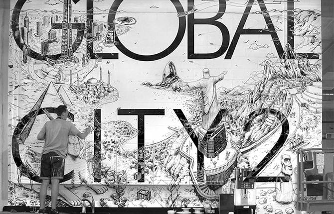 Global City Wall Illustration