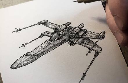 Star Wars Miniature Illustrations Made with Tiny Dots