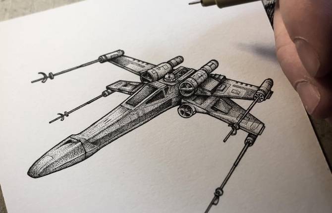 Star Wars Miniature Illustrations Made with Tiny Dots
