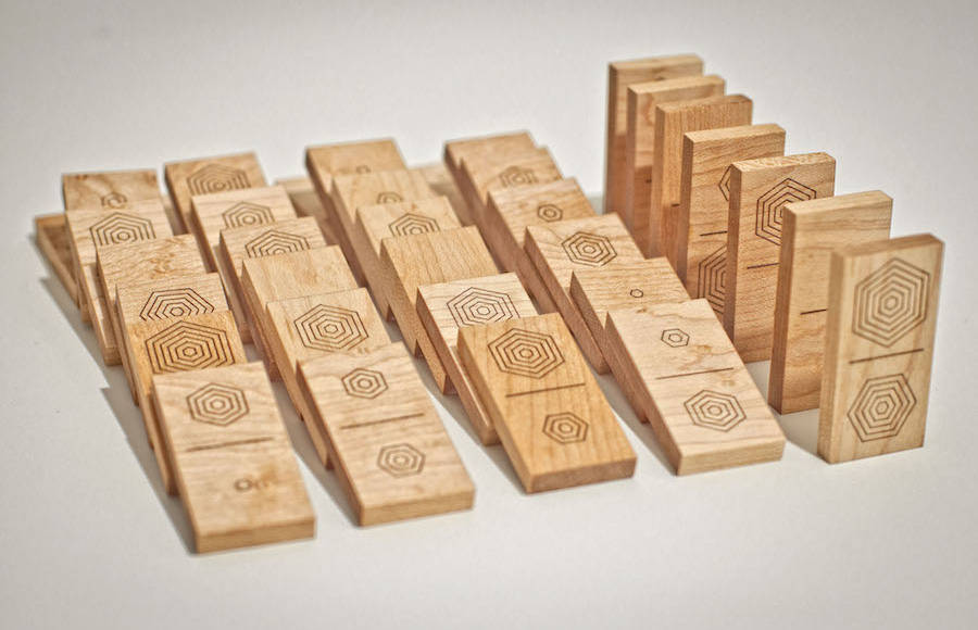 Wooden Domino Set With Hexagonal Shapes