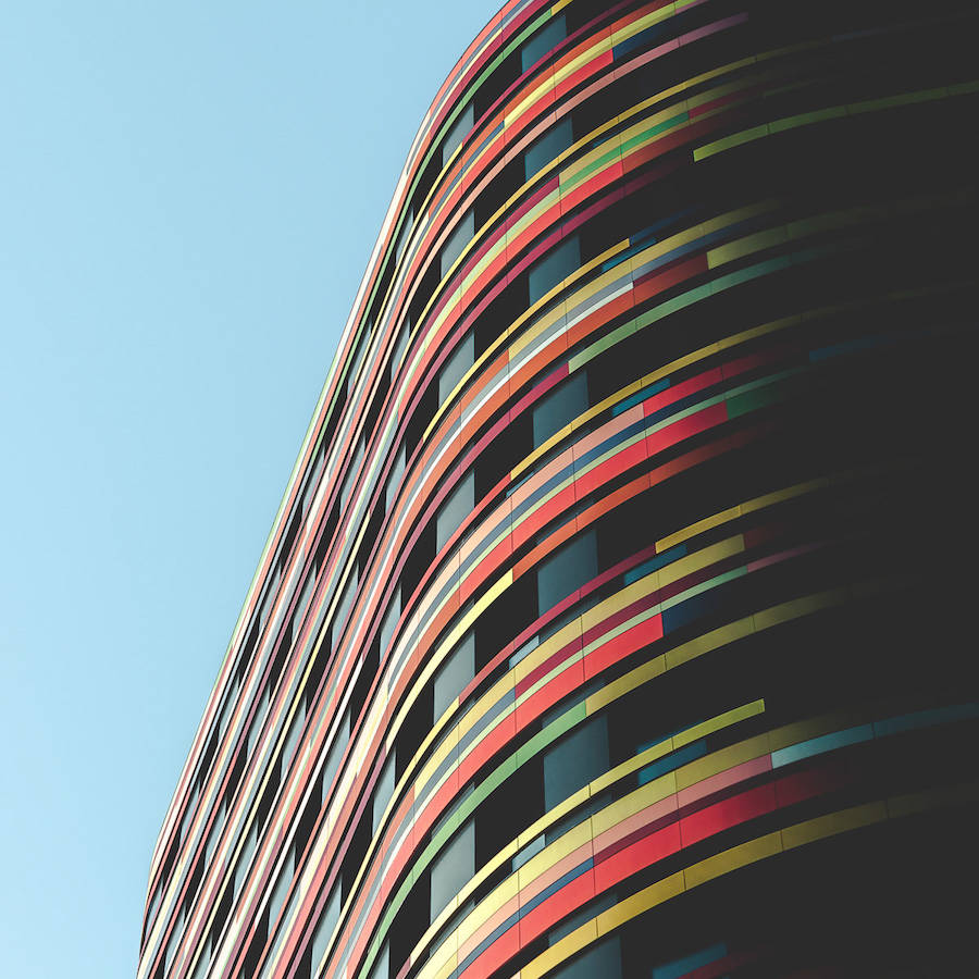 Minimalist Photographs of a Colorful Building in Hamburg