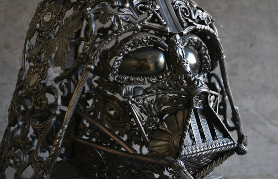 Metallic Sculptures of Darth Vader and R2D2