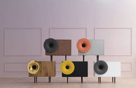 Bluetooth Music Cabinet with Trumpet-Shaped Speaker
