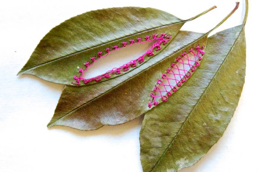 Embroidered Plant Leaves