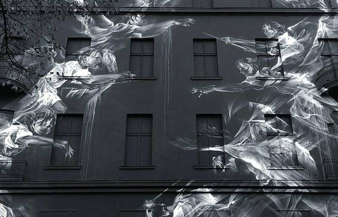 Big Wall Street Art Featuring Ghostly Frescos