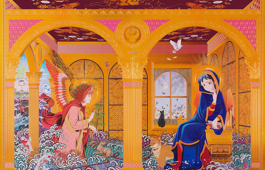 Religious Paintings Using Anime Characters by Hiroshi Mori