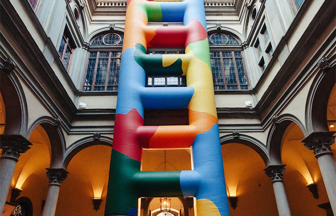 Colorful Ladder Installation in Italy’s Palazzo Strozzi