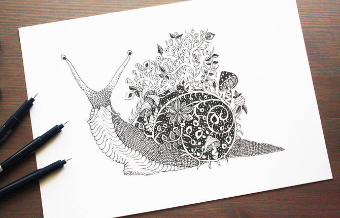 Poetic Black and White Ink Illustrations