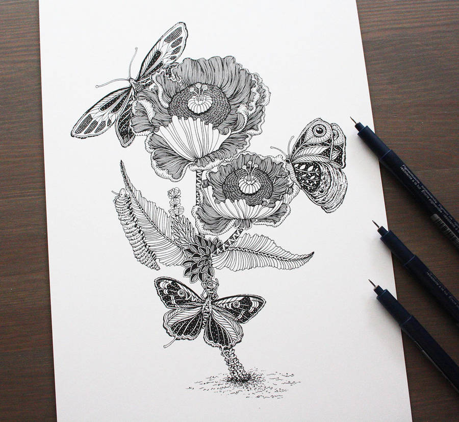 Poetic Black and White Ink Illustrations Media