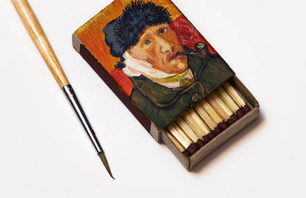 Tiny Famous Van Gogh Paintings on Matchboxes