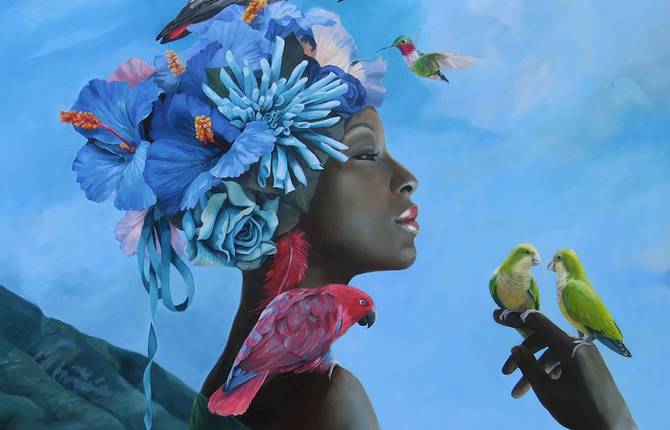 Dreamy Paintings of Girls with Birds