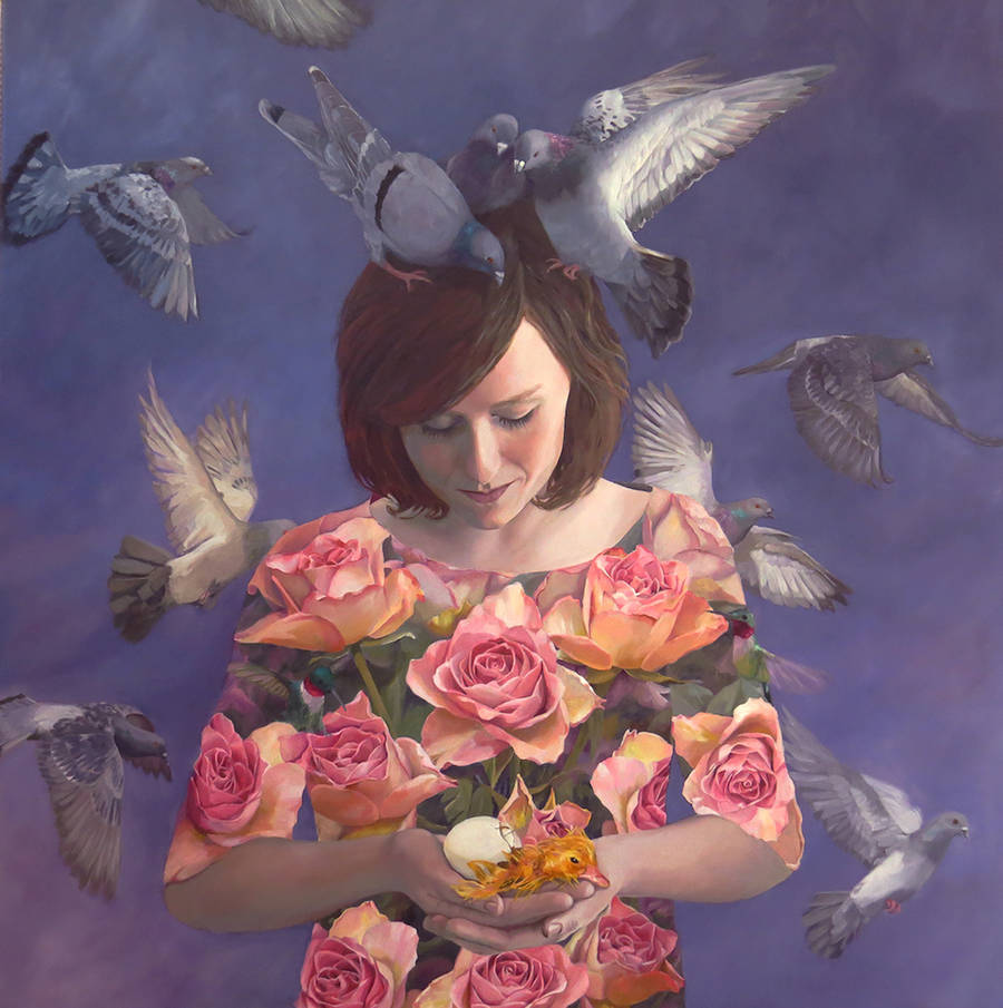 女孩和鸟:Elise Macdonald绘画作品