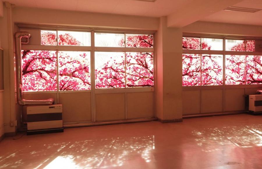 Beautiful Cherry Blossom Murals Made with Hand Prints