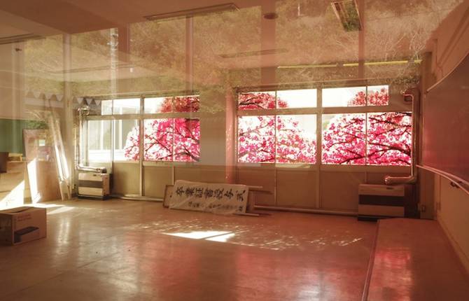 Beautiful Cherry Blossom Murals Made with Hand Prints