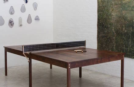 Wooden and Leather Ping-Pong Table