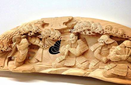 Delicate Traditional Japanese Wooden Sculptures