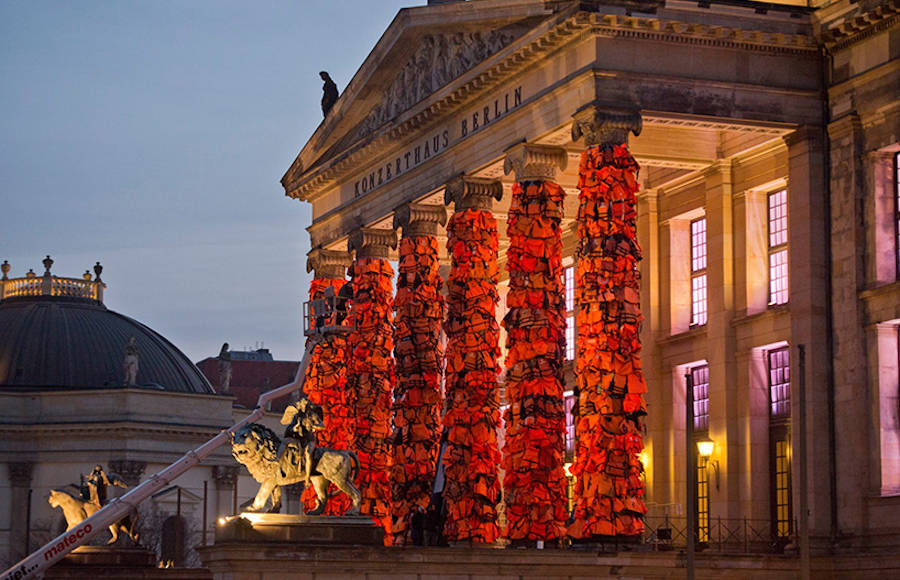 Ai Weiwei Covered Berlin’s Konzerthaus by 14 000 Refugees Life Jackets