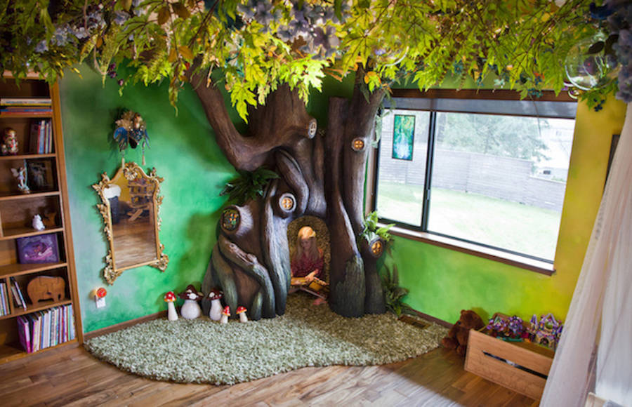 Loving Dad Built a Fairy Tree Reading Nook for his Daughter’s Bedroom