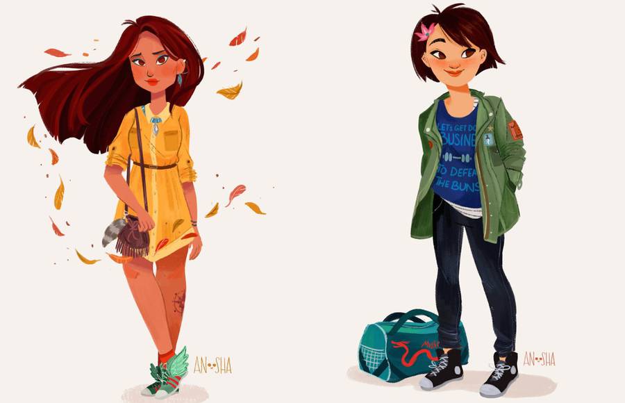 Illustrated Disney Princesses Reimagined As Modern Girls Living In The 21st Century