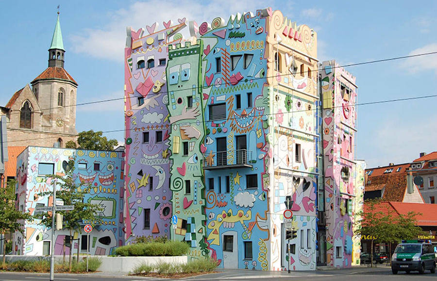 A Psychedelic and Cartoons Painted Building in Germany